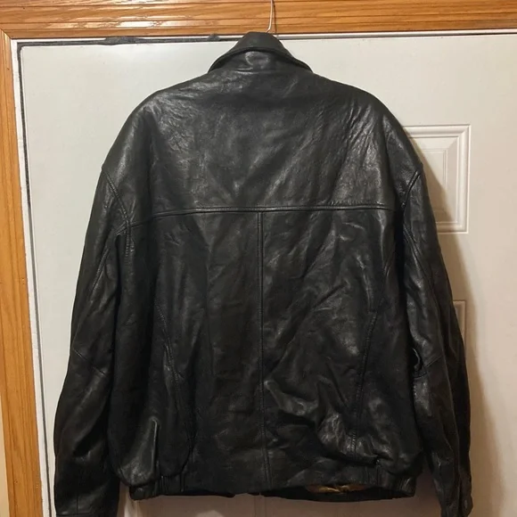 Marc New York Leather Black Bomber Jacket XL